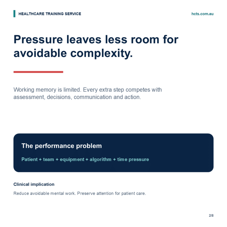 HCTS graphic explaining that pressure leaves less room for avoidable complexity.