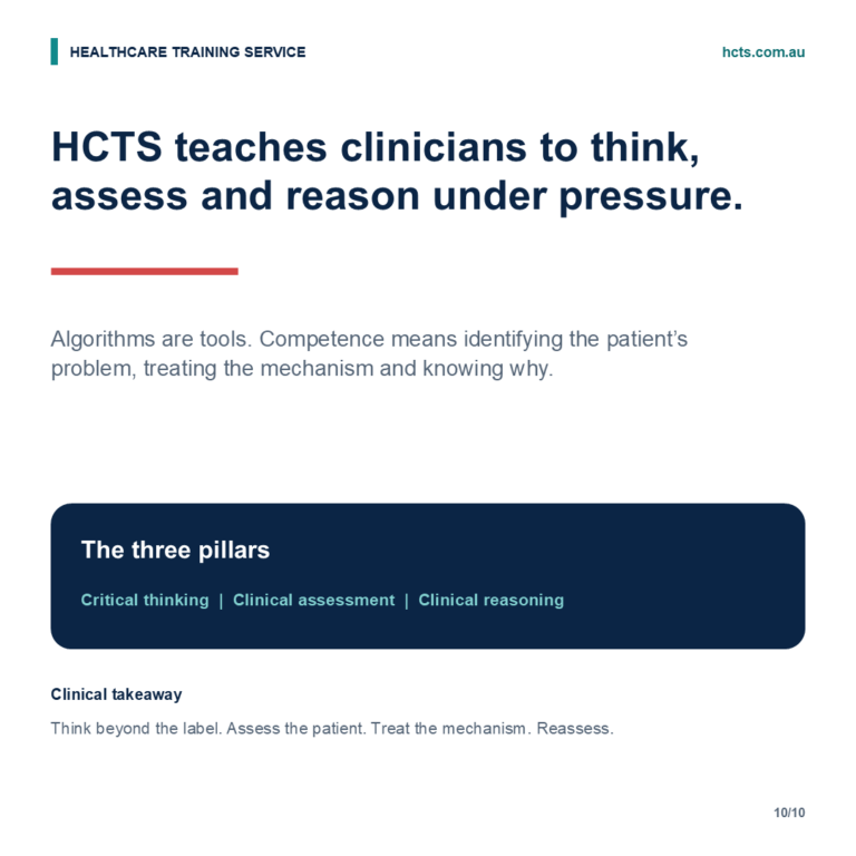 HCTS clinical takeaway to think beyond the label, assess the patient, treat the mechanism and reassess.